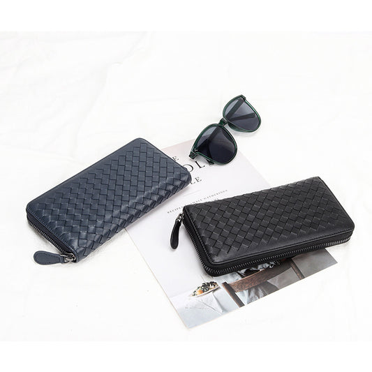 Women's & Men's & Sheepskin Hand-woven Long Korean Style Fashion Ladies Wallets