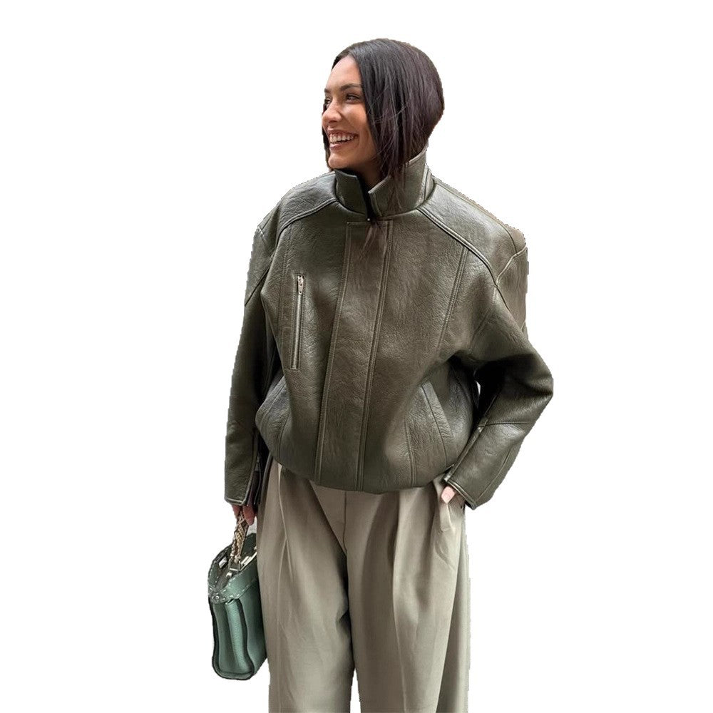 Women's Street Style Fashion Solid Color Polo Coats
