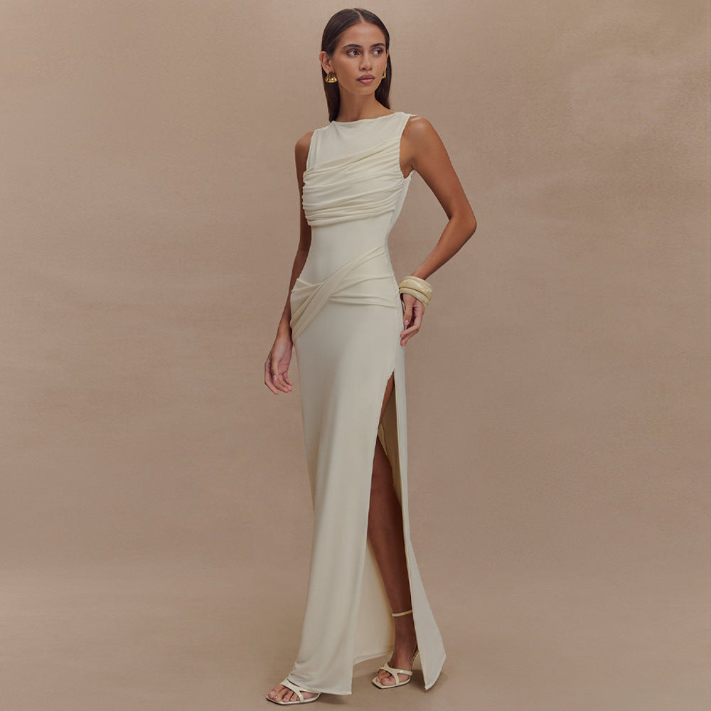 Sleeveless Split Long Dress Elegant Slim Dresses