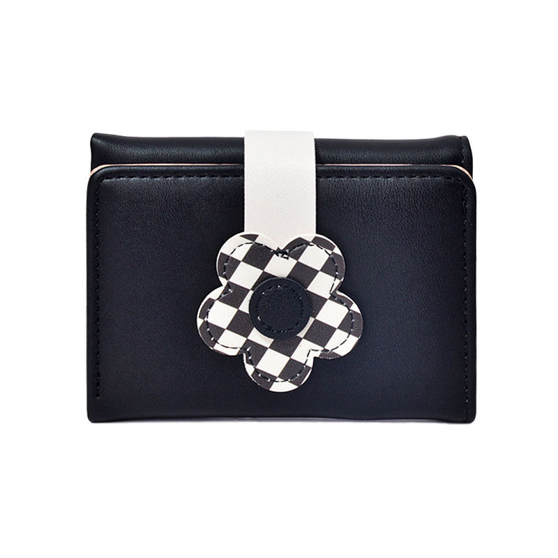 Flower Snap Button Cute Fashion Leather Ladies Wallets