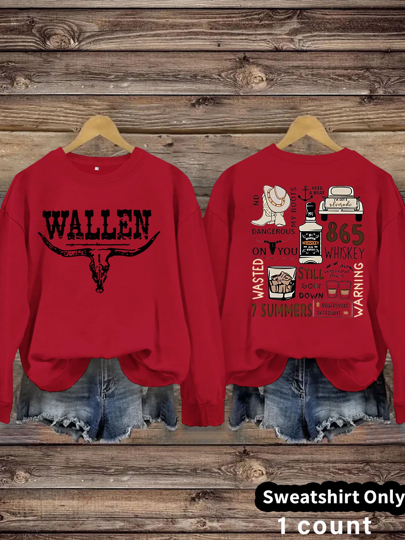 Cow Head Letter Pattern Printed Round Neck Versatile Casual Women's Sweater, Sweater