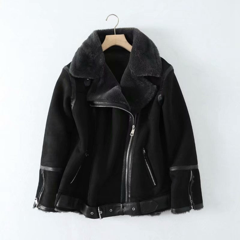 Women's Winter Double-sided Suede Motorcycle For Jackets