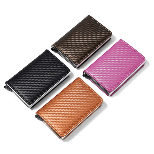 Men's Carbon Fiber Cassette Automatic Pop-up Metal Card Holder
