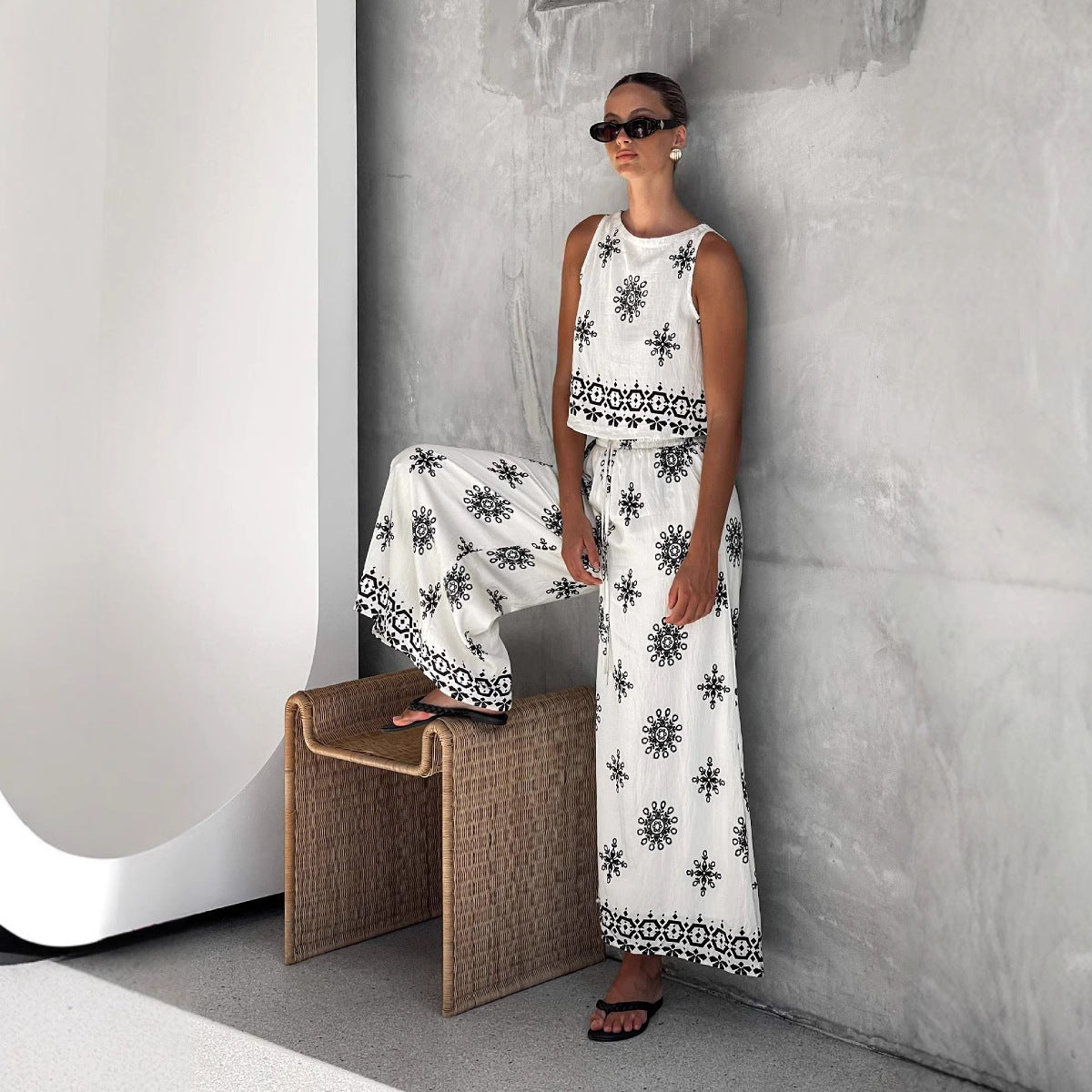Fashion Casual Sexy Linen Wide Leg Suits