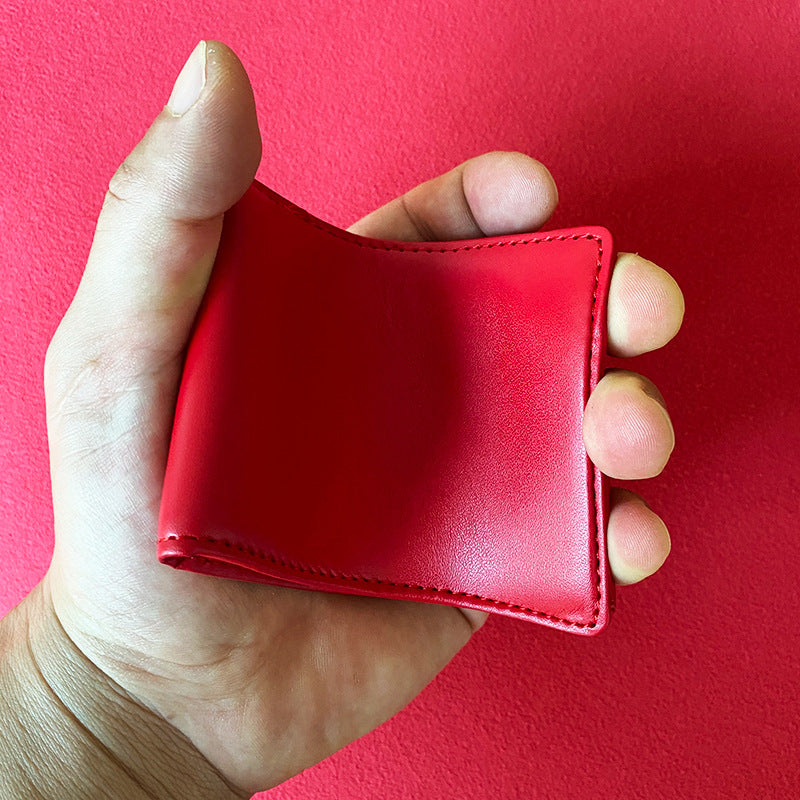 Leather Protective Cover Shell Red Genuine Card Holder