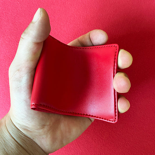 Leather Protective Cover Shell Red Genuine Card Holder