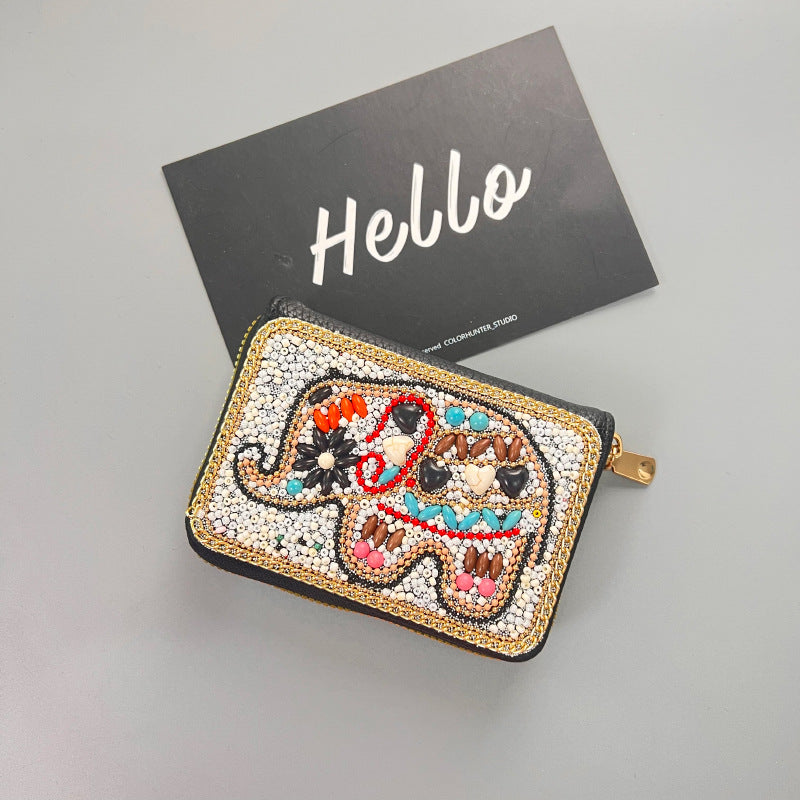 Ethnic Style Vintage Organ Handmade Bead Single Card Holder