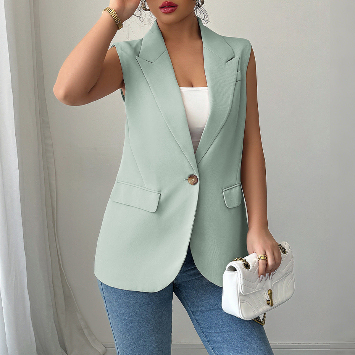 Women's Elegant Graceful Sleeveless Commuter Small Summer Suits