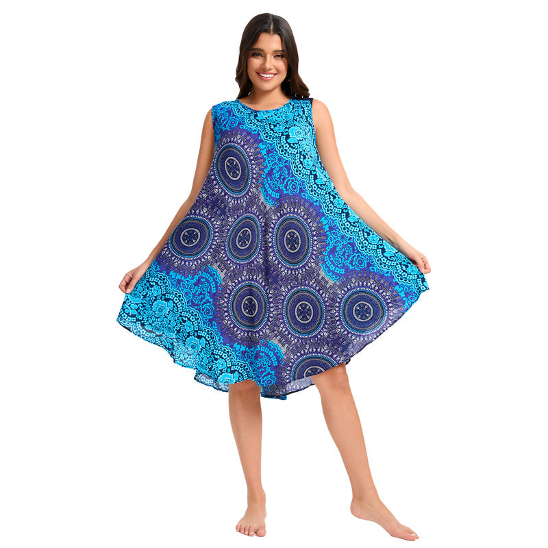 Bohemian Loose Casual Noil Poplin Beach Dress