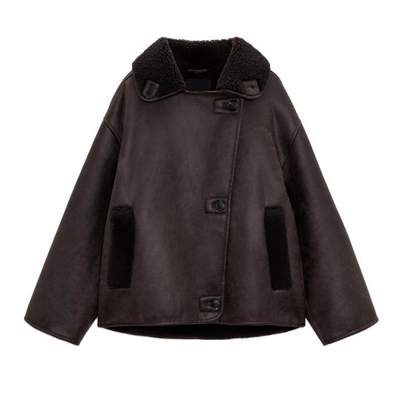 Women's Retro Imitation Lamb Wool Lapel Fur Coats