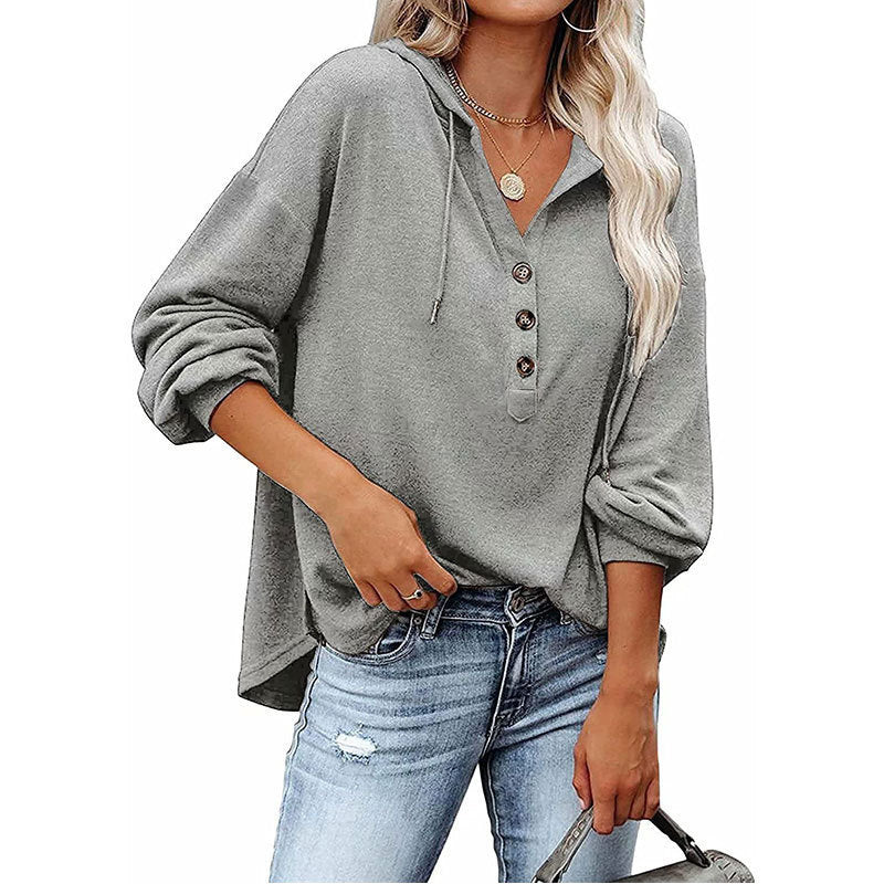 Loose-fitting Long Sleeves Buckle Batwing Sleeve Women's Sweater, Sweater