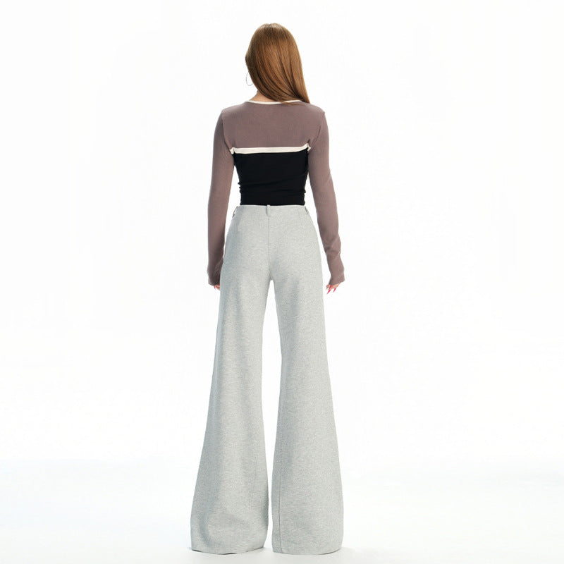 Women's Gray Slightly Flared Casual Waist Loose Pants