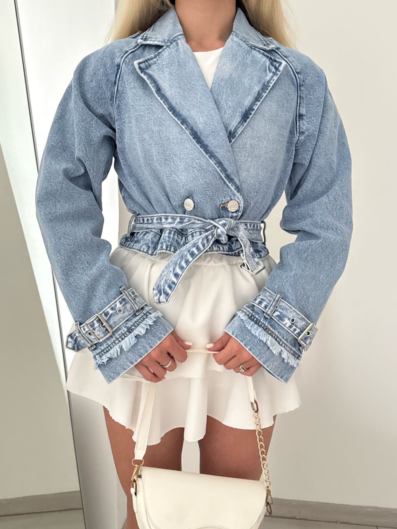 Women's Glamorous Lapel Long Sleeve Denim Jackets