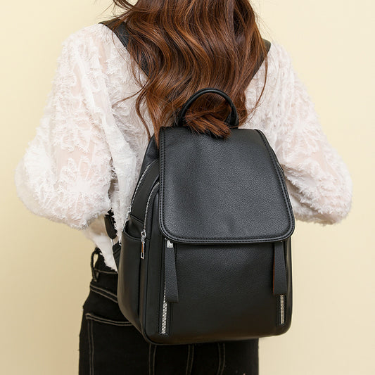 Women's Textured Large Capacity Niche Flip Retro Backpacks
