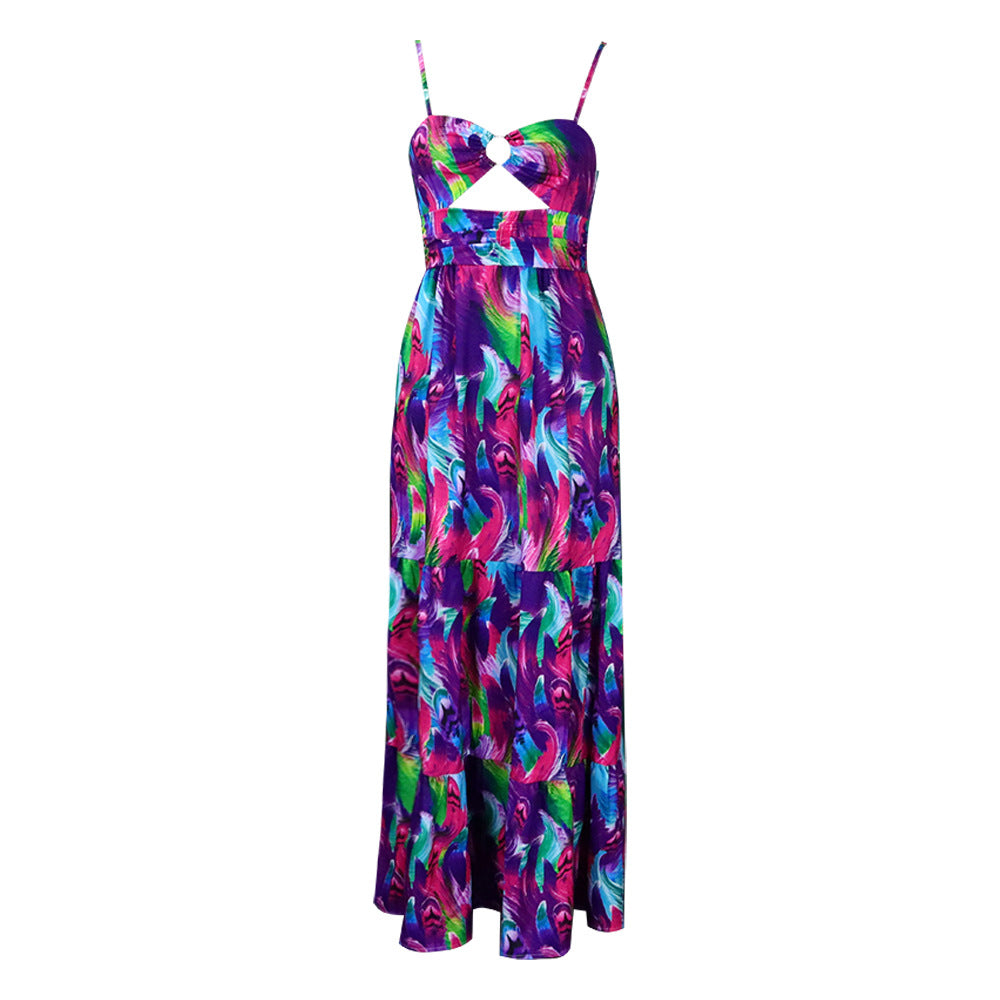 Summer Floral Print Sexy Fashion Style Large Dress