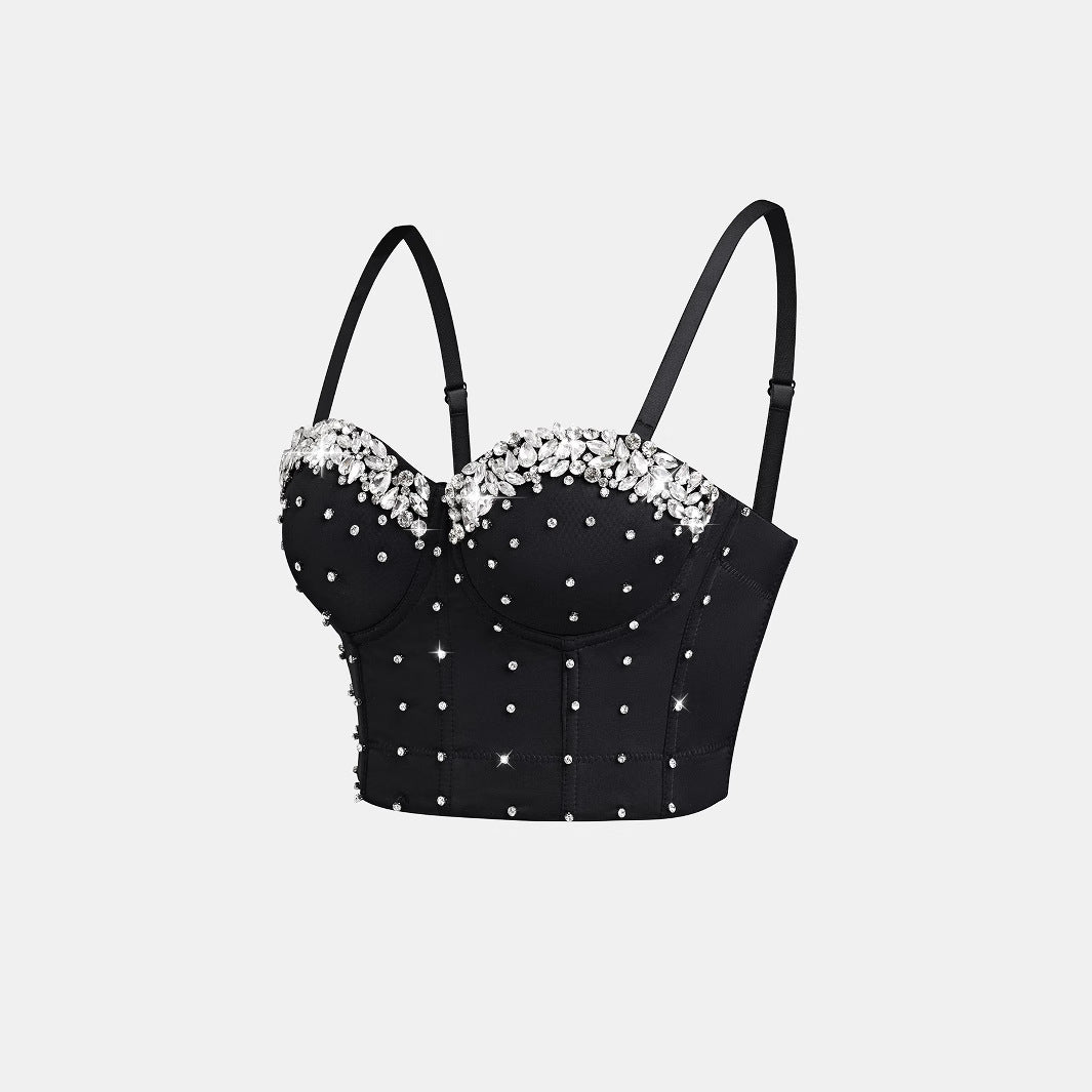 Wear Camisole Sexy Fishbone Corset Rhinestone Tops