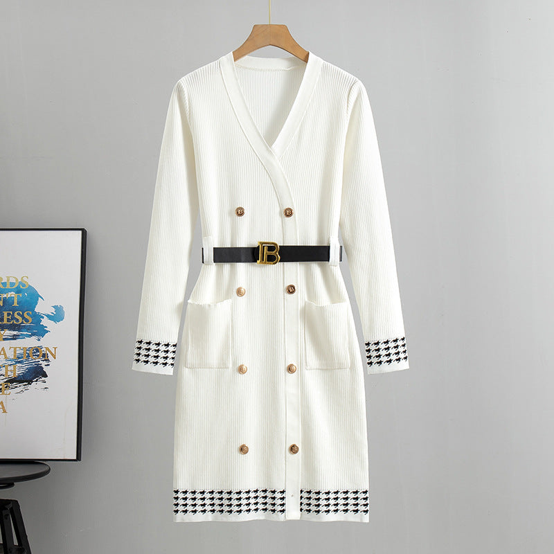 Korean Classic Black Elegant Button Knitted Dress Style Dresses