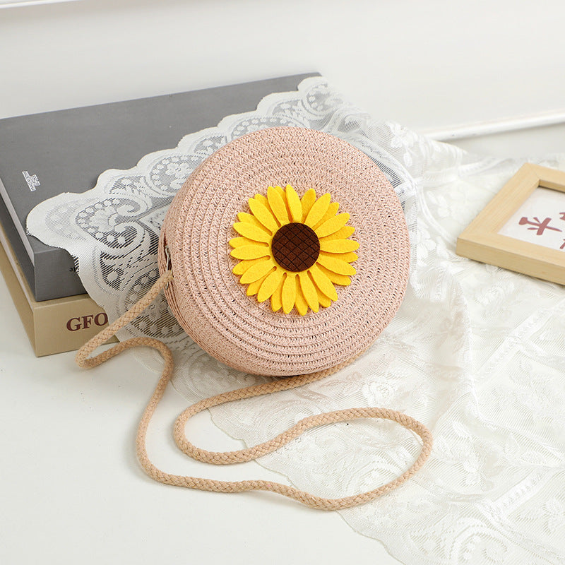 Summer Seaside Flower Straw Hand-woven Female Phone Bags