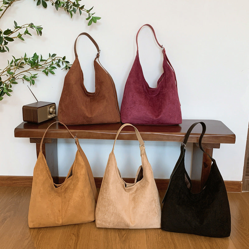 Women's Retro Leisure Commute Large Capacity Suede Bags