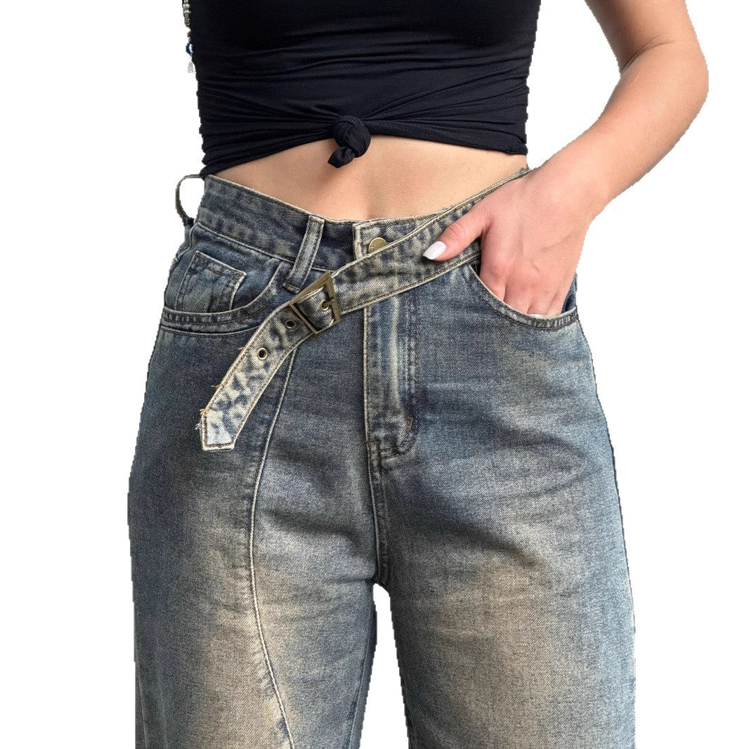 Worn Looking Washed-out Ripped Female Hot Jeans