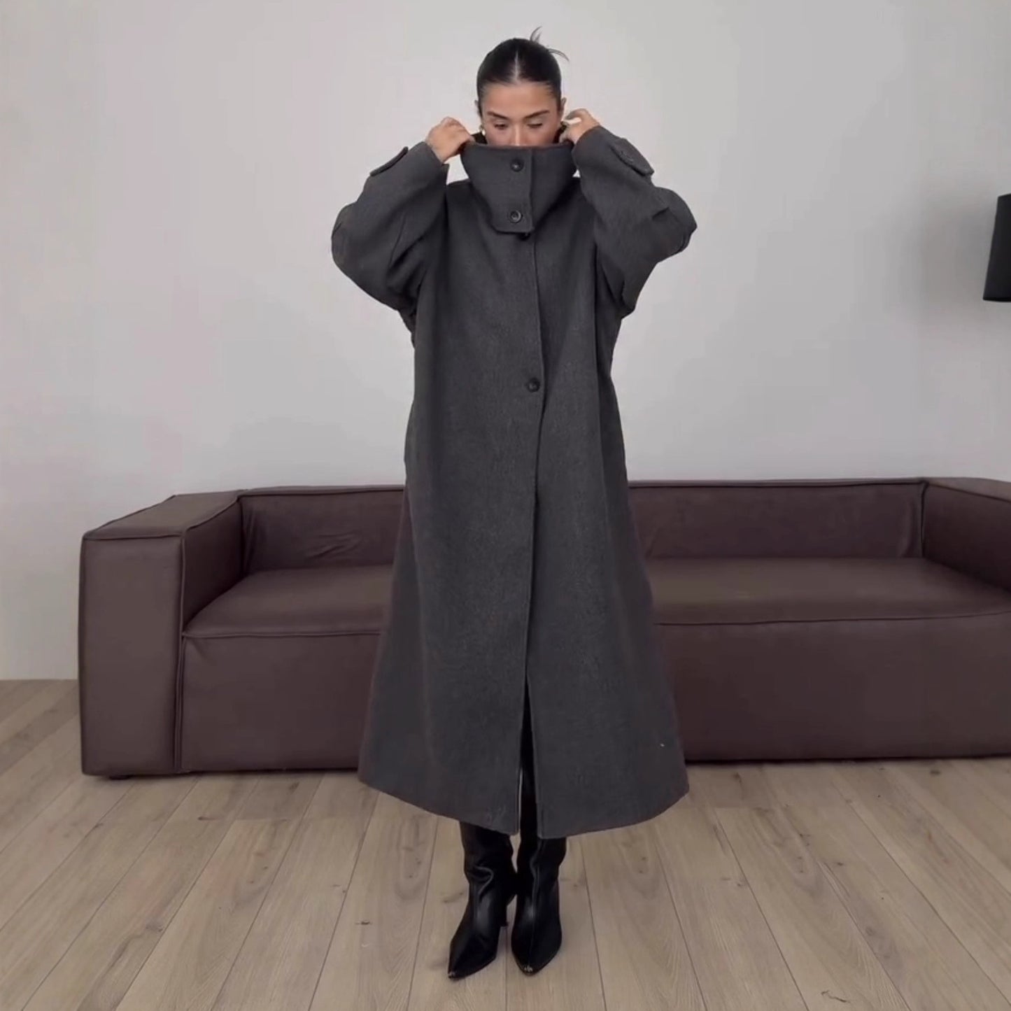 Women's Fashion Casual Stand Collar Lengthened Loose Coats
