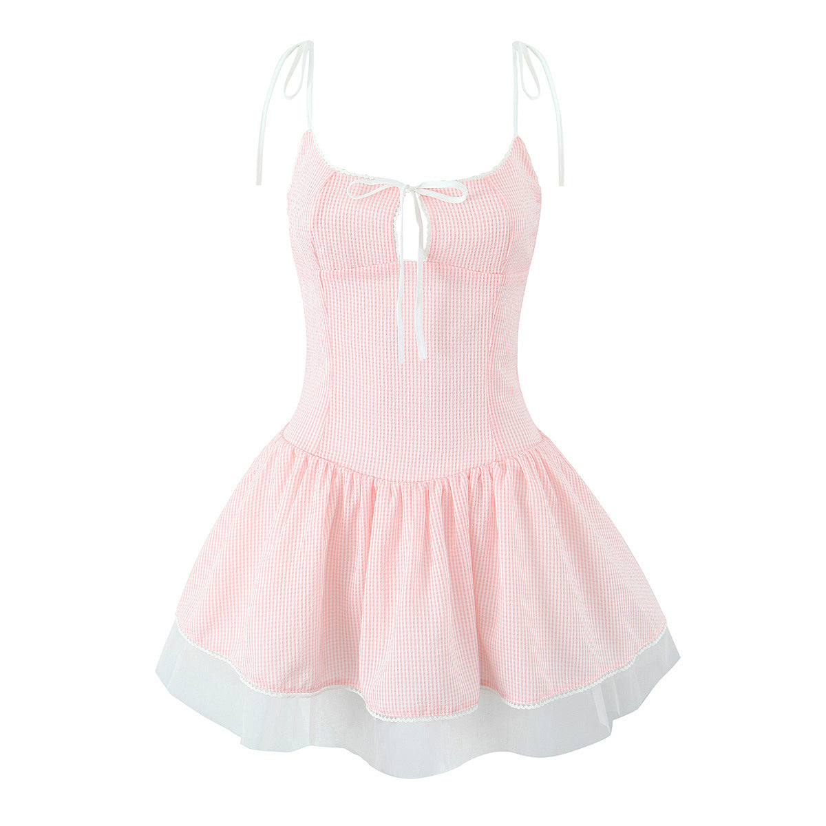 French Style Sweet Bow Cutout Mesh Dresses