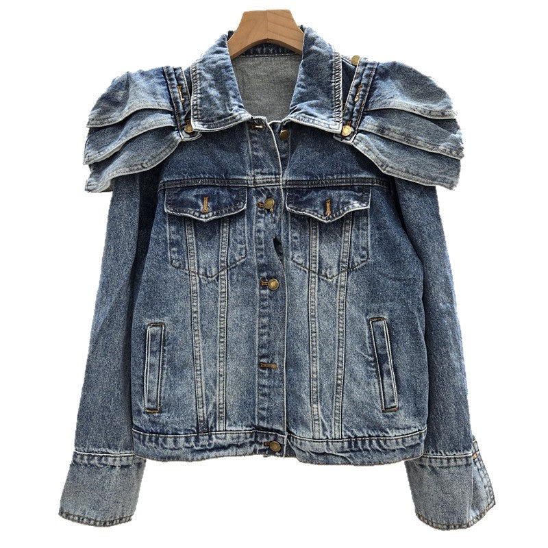 Women's Detachable Padded Shoulder Denim Korean Stylish Jackets