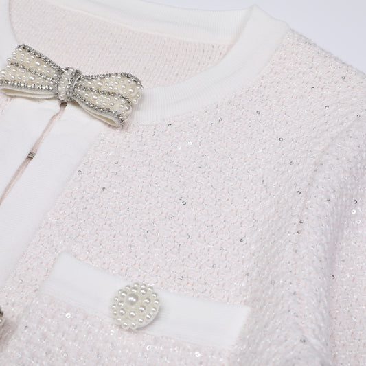 Quality Beaded Belt Slimming Long Sleeve Knitwear