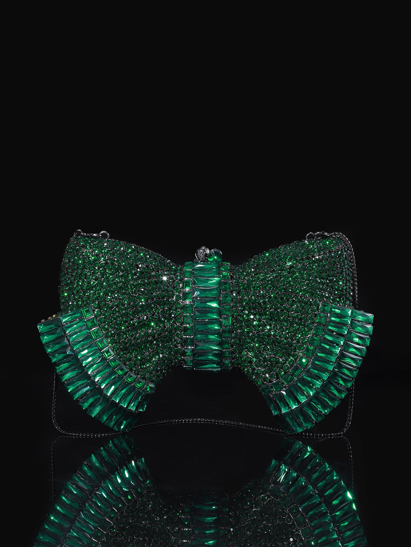 Shiny Champagne Bottle Rhinestone Bow Crystal Chain Evening Bags