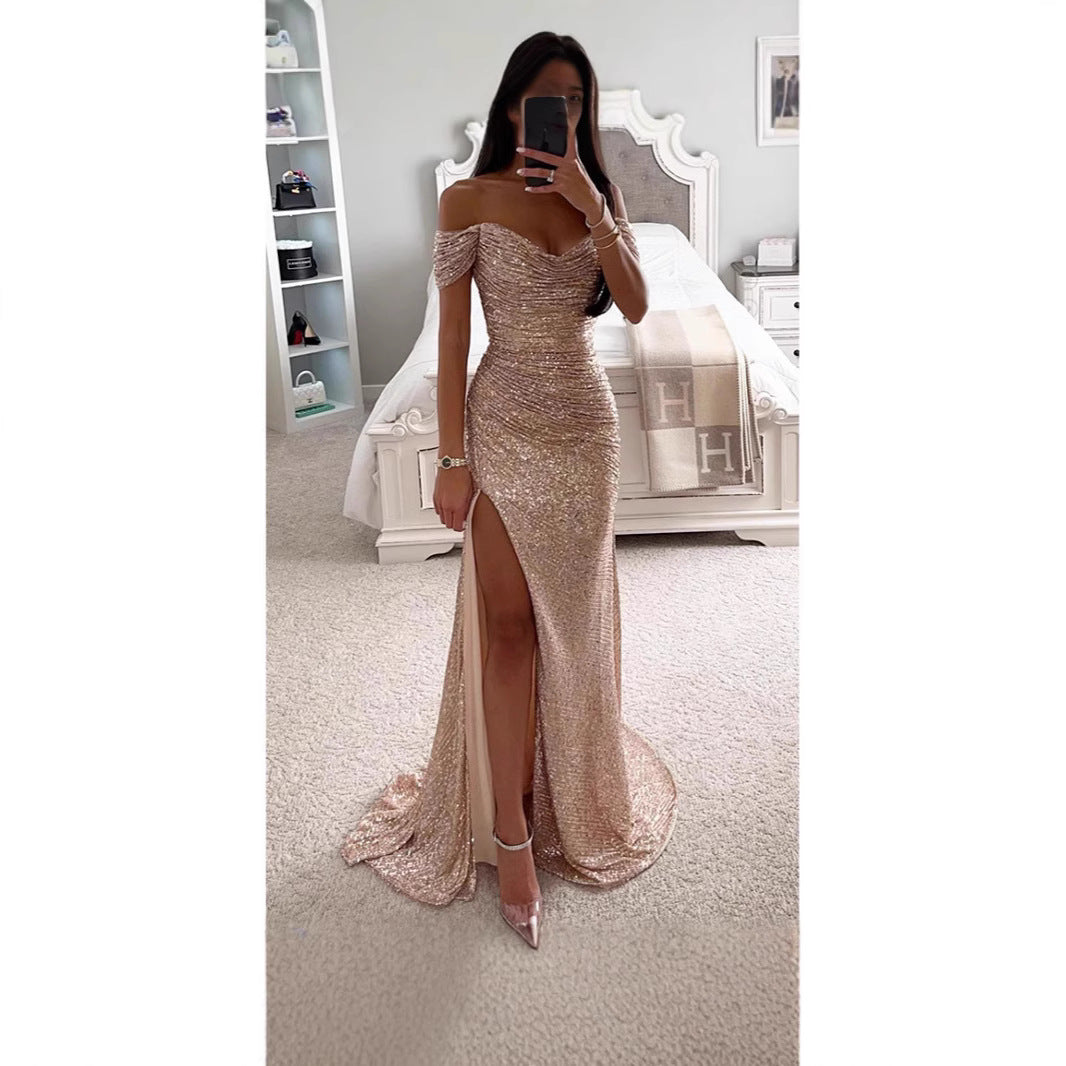Women's Polyester Sexy Fine Split Ball Gown Dresses