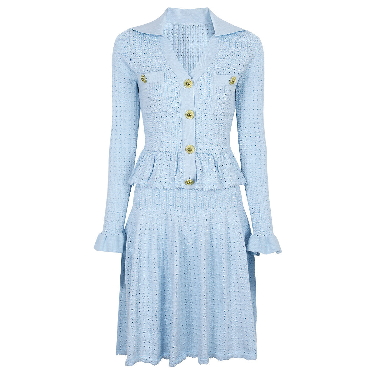 Women's Knitted Lapel Slim Fit Slimming Long Dresses