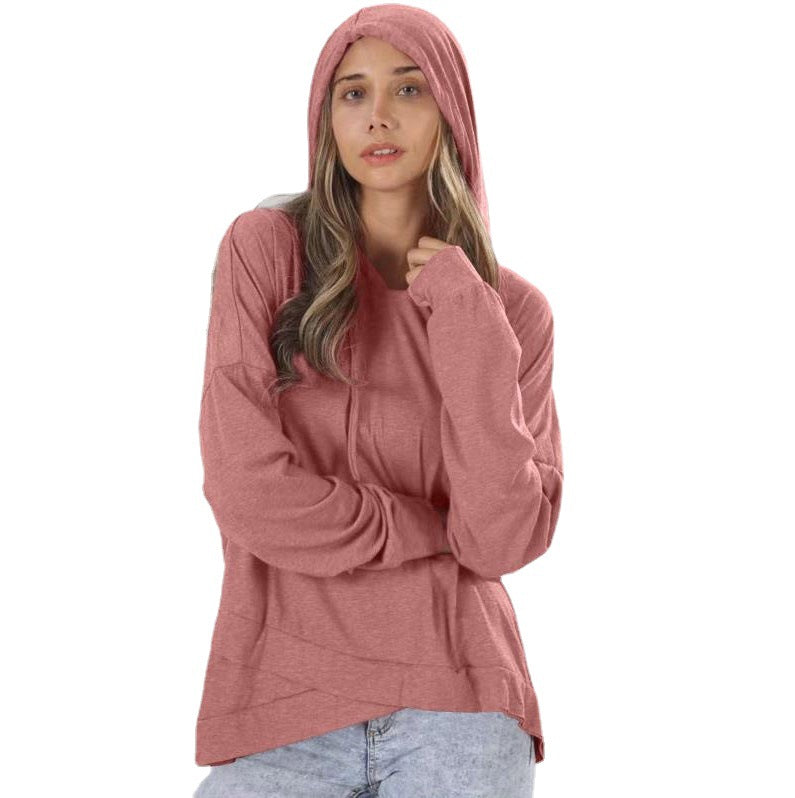 Charming Women's Autumn Hem Irregular Hooded Women's Sweater, Sweater