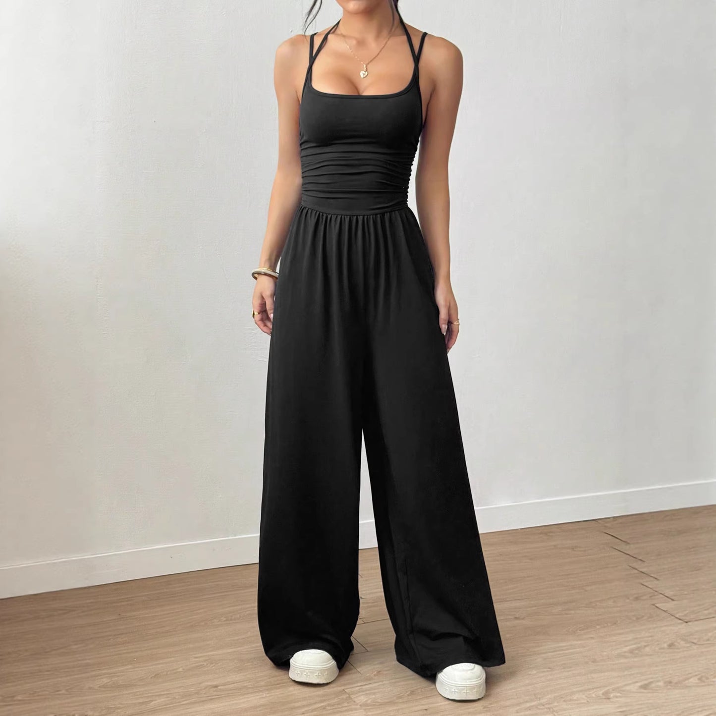 Women's Casual Summer Wide Leg Loose Wrapped Jumpsuits