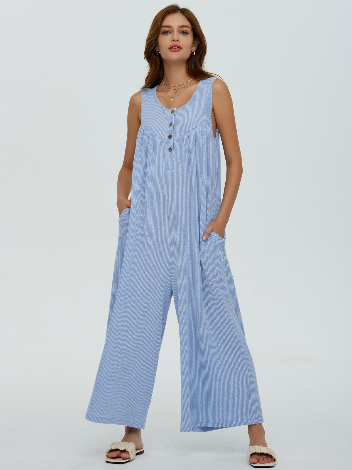 Attractive Slouchy Women's Fresh Casual Pocket Women's Jumpsuit/clothing