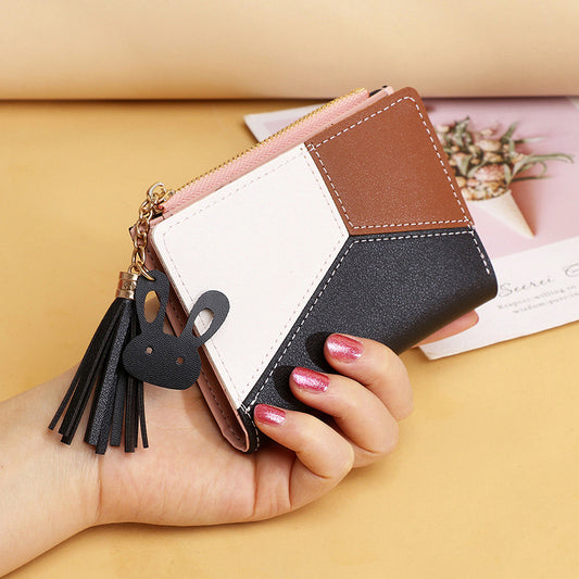 Women's Short Zip Korean Style Tassel Simple Ladies Wallets