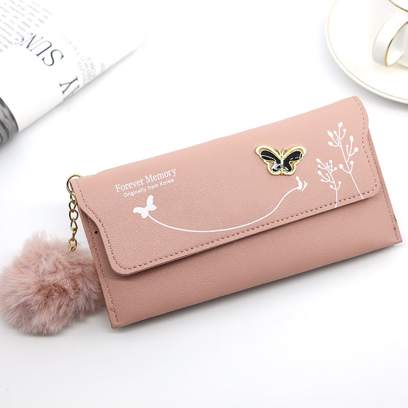Women's Direct Wholesale Long Solid Color Fur Ladies Wallets