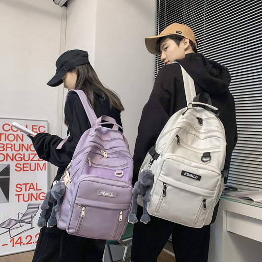 Double Zipper Korean Style Nylon Female Backpacks