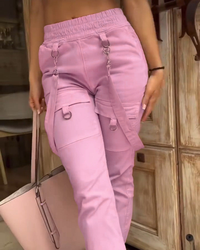 Women's American High Street Hip Hop Slim Pants