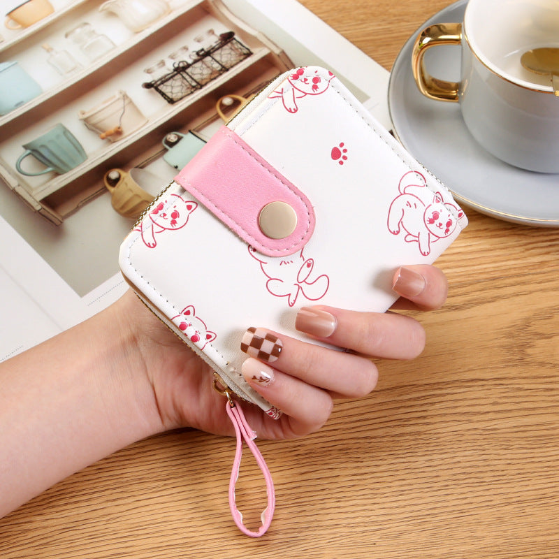 Women's Style Cute Kitten Short Zipper Ladies Wallets