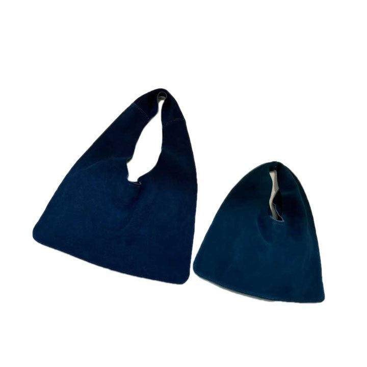 Women's Cowhide Triangle Suede Leather Cloud Underarm Handbags