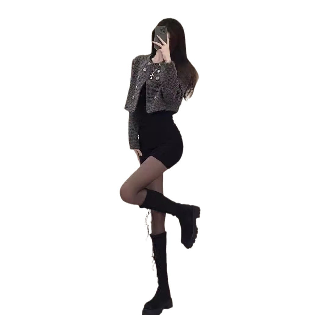 Style Pure Desire Knitted Inner Match Female Stepmother Hip Dress