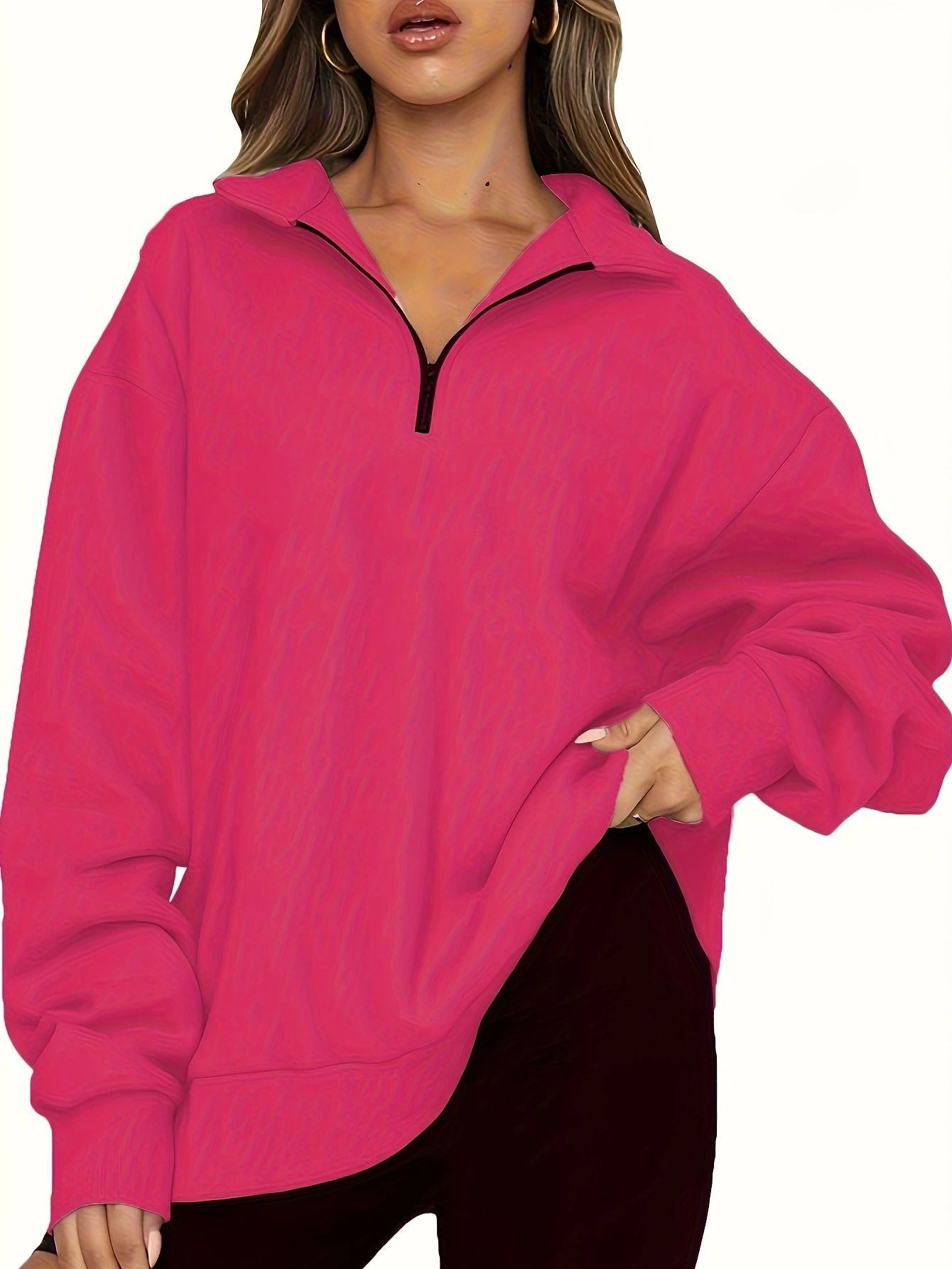 Women's Casual Half Zipper Pullover Long Sleeve Women's Sweater, Sweater