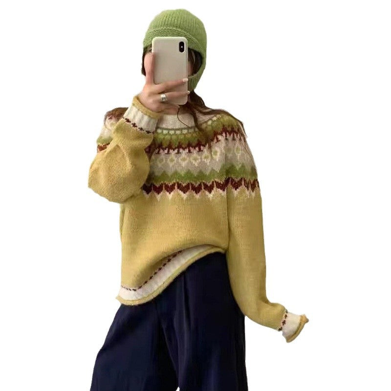 Women's Retro Loose Idle Soft Glutinous High-grade Round Sweaters