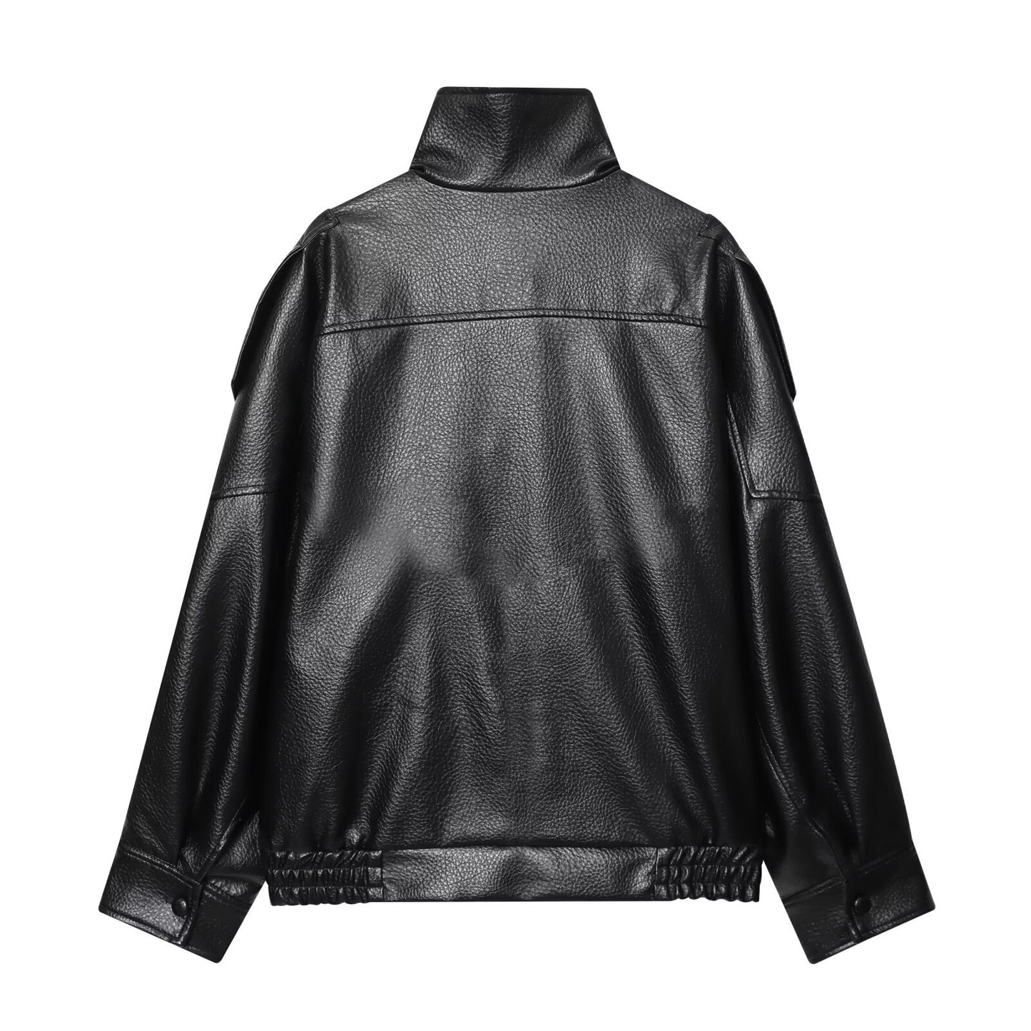 Women's Locomotive Style Fashionable Stand Collar Pocket Faux Jackets