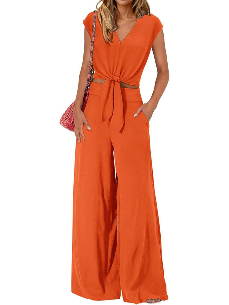 Women's Summer Cropped Set High Waist Fashion Casual Suit