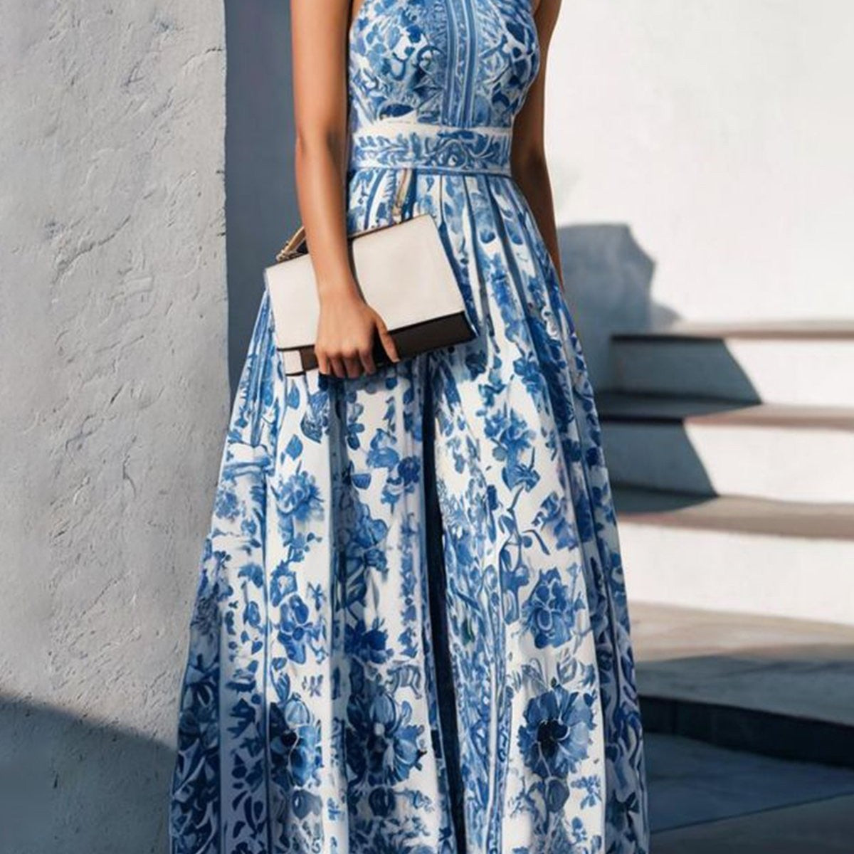 Stylish Women's Fashion Elegant Flowers Printed Dress