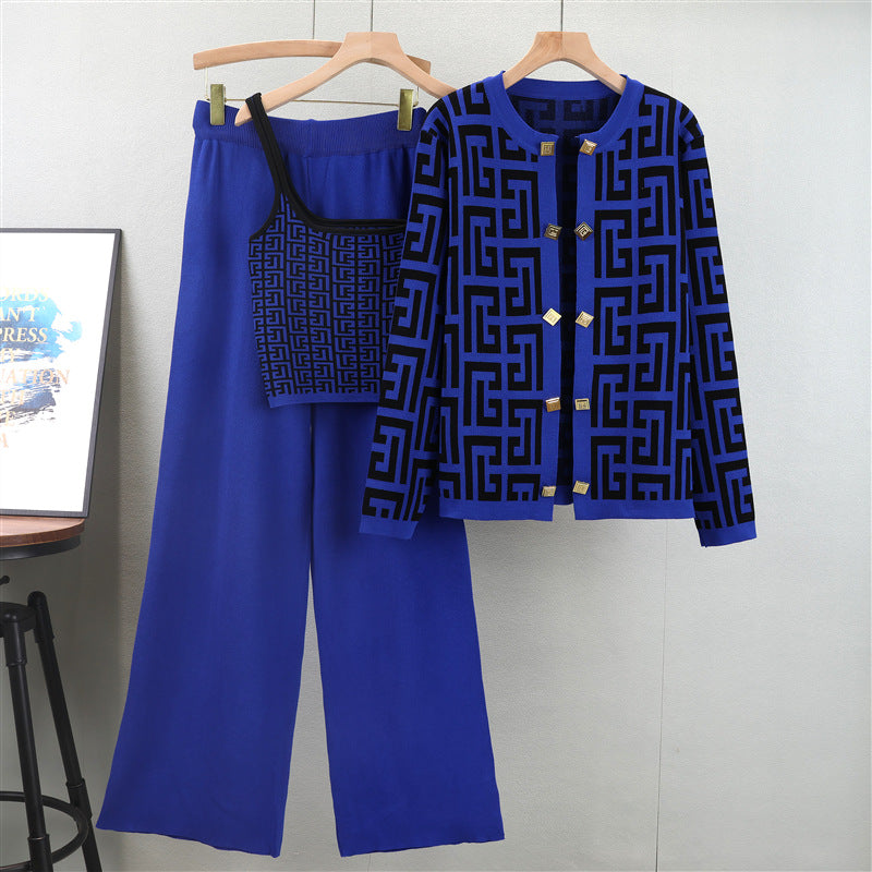 Women's Autumn Fashionable Knitted Sling Loose Fashion Suits