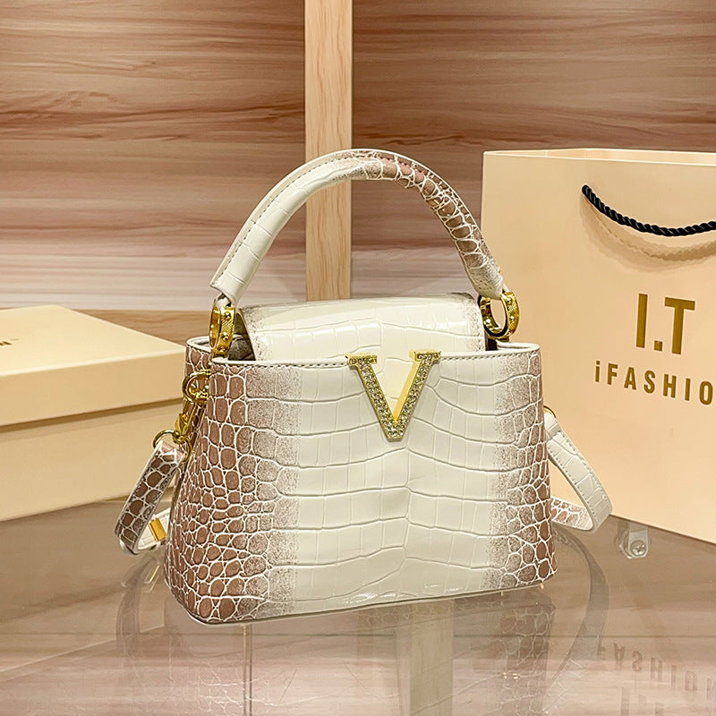 Women's Light Luxury Crocodile Pattern Gradient Color Fashion Handbags