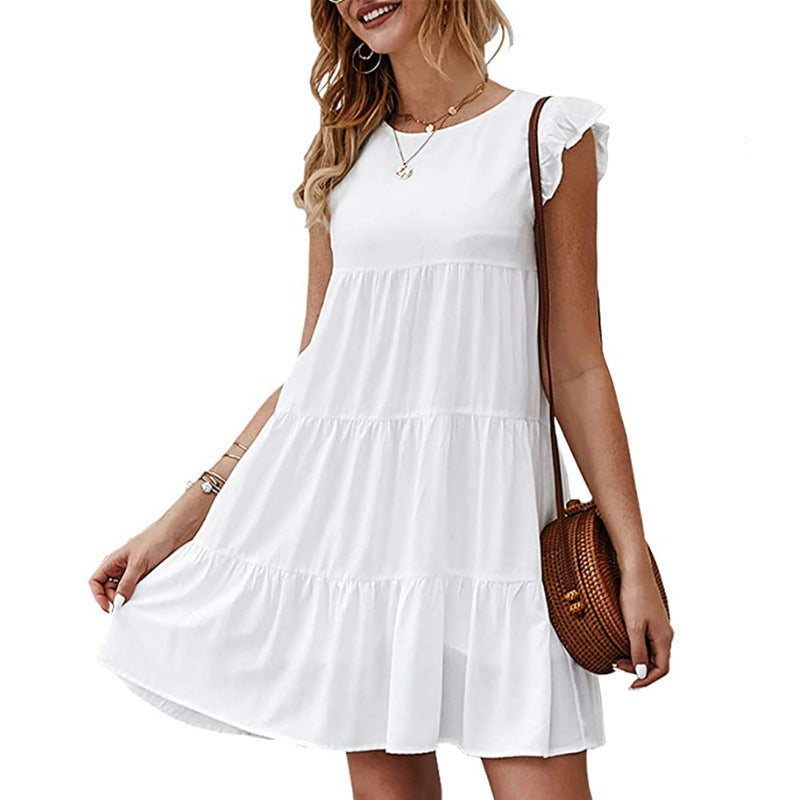 Women's Cake Solid Color Round Neck Sleeveless Dress