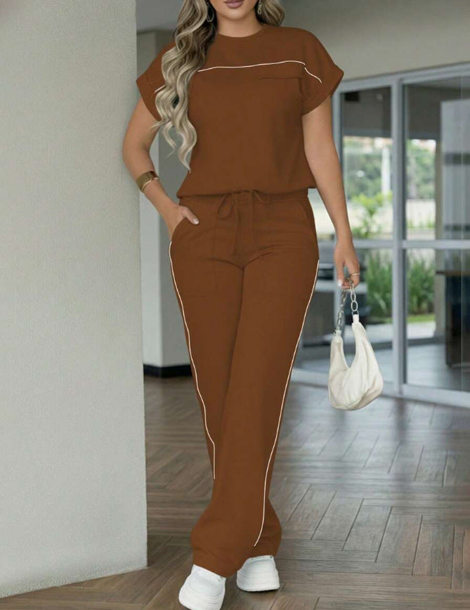 Women's Set Solid Color Simple Sleeve Trousers Shorts